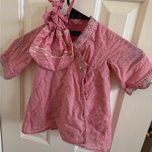 Pink Kids Casual Dress with Matching Bag